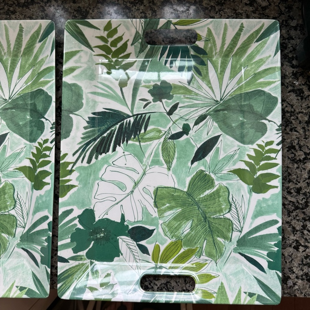 2 Tommy Bahama Melamine Large Palm Tree Trays